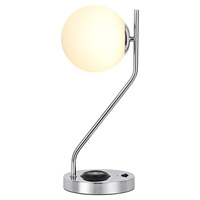 Lampe de bureau LED moderne avec abat-jour en verre bleu blanc Chargeur sans fil pour salle de lecture Chambre à coucher Hôtel-Lampes de table électriques