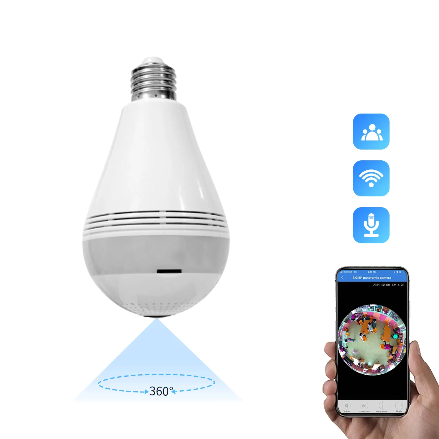 Großhandel V380 Pro 1080P Lampen kamera 360-Grad-Ansicht Home Security CCTV-Kamera Mit Nachtsicht WiFi Fisheye Kamera