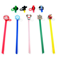 Embouts et couvercles anti-poussière de paille de Noël en silicone mignons personnalisés pour accessoires de bar