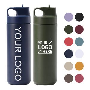 Custom Vacuum Flask Hot Drinks Insulated Travel Mug with Flip Straw Water Bottle Press Button Stainless Steel Coffee Tumbler Cup - Product Image 1