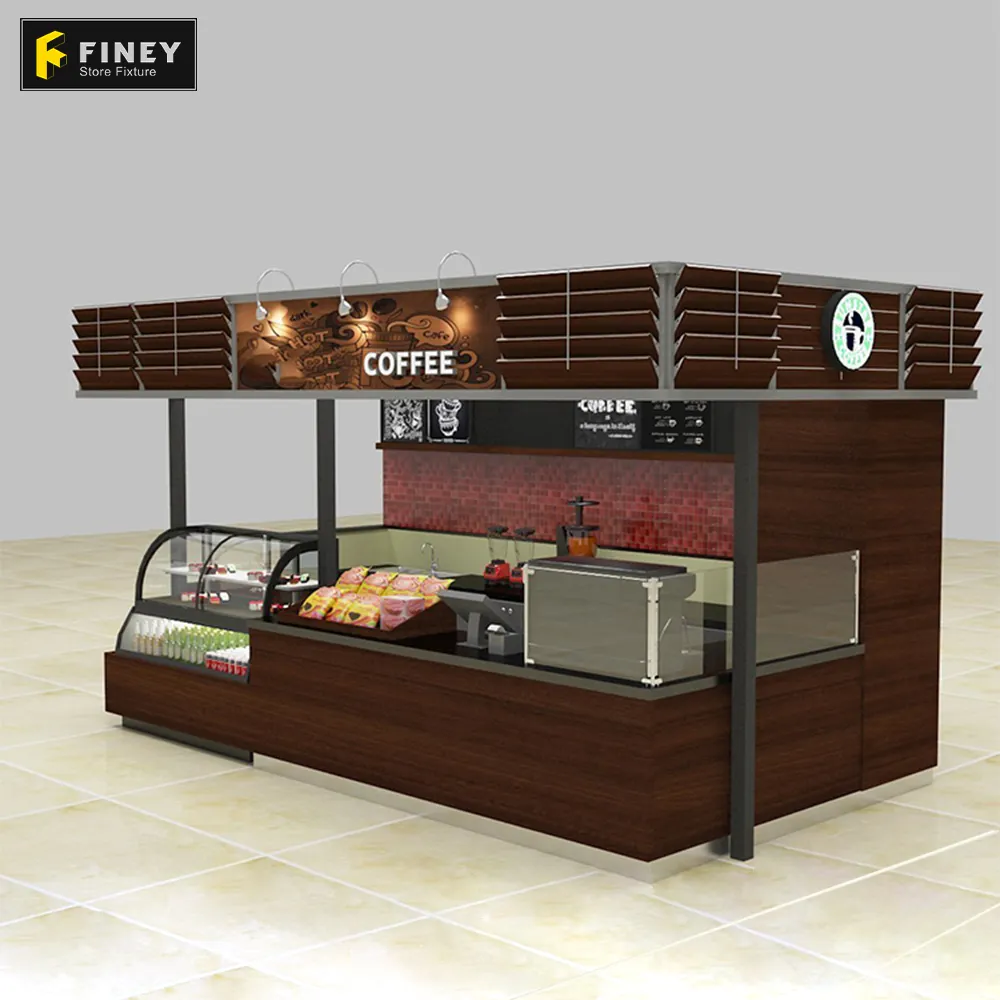 Modern Mall Coffee Shop Kiosk Display Stand Counter Kunden spezifische Coffee Shop Design-Ideen Mode Kaffee Kiosk