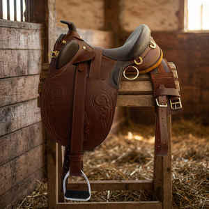 Selle de course en cuir véritable BS International NA82, tapis pour chevaux, doux, confortable, absorbant la transpiration, durable, résistant à l'eau, anglais - Product Image 1