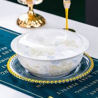 Service de table en porcelaine fine de haute qualité, motif floral, vaisselle nordique, bols, assiettes et plats en céramique