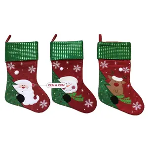 Wholesale New Year Gift Candy Bag Kids Xmas Decoration Custom Santa Christmas tree ornament Stockings for Embroidery