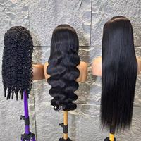 Perruque 360 Full Lace en Cheveux Humains, Perruques Brésiliennes en Cheveux Humains Vierges, Perruques Lace Front Pas Chères, Perruques Frontales HD Transparentes pour Femmes Noires