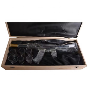 Set de Regalo de Decantador de Whisky con Forma de Rifle AK47, 4 Vasos en Forma de Bala y Soporte de Madera para Bar en Casa, Ideal para Hombres Militares, Venta al Por Mayor - Product Image 1