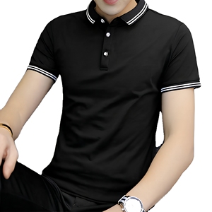 Chemise Paul en coton tissé respirant de haute qualité, 100 % coton, couleur unie, décontractée, mode jeune homme, coupe ajustée, col à revers, manches courtes - Product Image 1