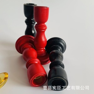 Wooden <b>Candlesticks</b> Red And <b>Black</b> Column Shape Rosewood Home Decoration Wedding Props - Product Image 3