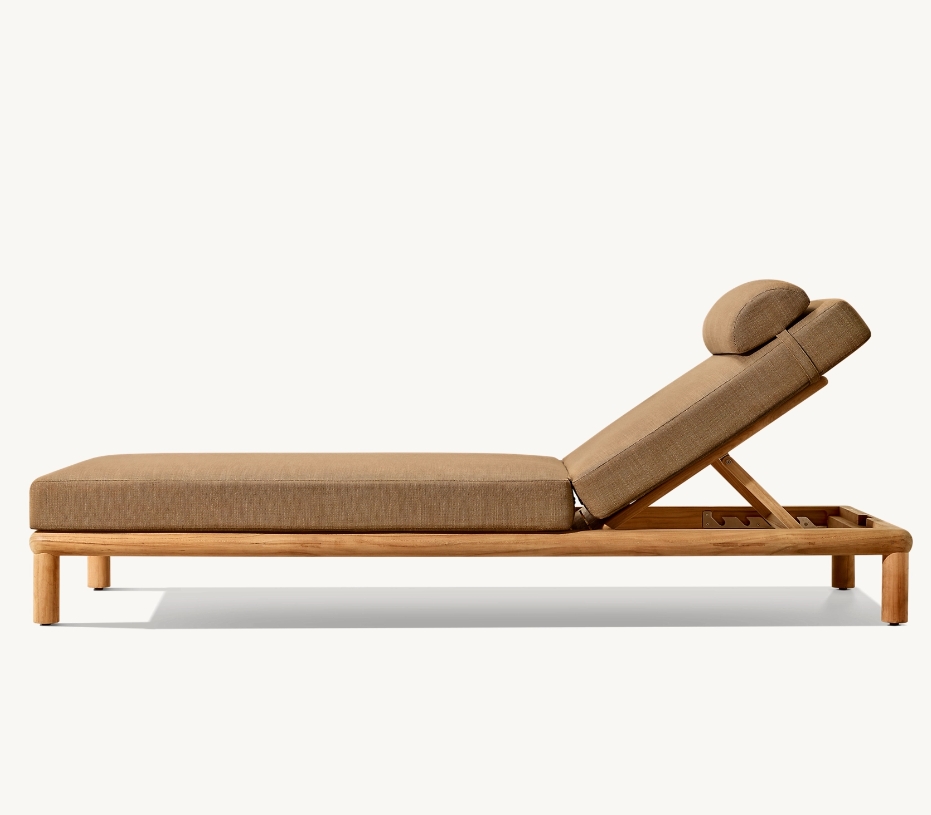 Luxury Villa Modern Teak Garden Lounge Solid Teak Wood Sunbed Outdoor Furniture