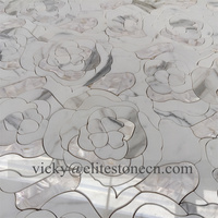 Mosaïque de mosaïque en marbre blanc et vert Ming