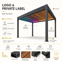 Pergola bioclimatique en aluminium Greenawn Professional avec lames orientables, système de portes en verre étanche et résistant au vent