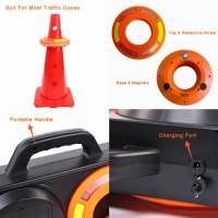 360 °   Cono de Tráfico LED con Anillo Luminoso Recargable, Certificado CE ROHS, Comando de Seguridad Vial, Luz de Emergencia para Construcción de Carreteras