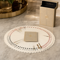 Boîte de cartes à jouer de luxe en papier beige sable doré, coins arrondis personnalisés, 52 cartes Oracle premium, écologiques