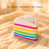 Balle anti-stress à presser en forme de gâteau, multicouche arc-en-ciel, en mousse à rebond lent, avec glaçage crémeux et confettis, pour bureau