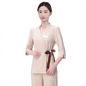 <span class=keywords><strong>Abbigliamento</strong></span> Primaverile di Alta Gamma per Donne, Elegante Completo Antirughe in Velluto con Scollo a V e Maniche a Tre Quarti per Centri Benessere e SPA - Product Image 1