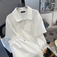 Ensemble chemise et short d'été 2 pièces pour femme, blanc, en toile, longueur genou, avec boutons et design vintage