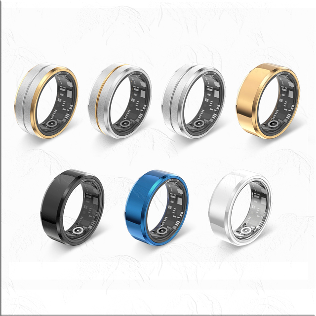 Smart Ring SR01 Stainless Steel IP68 Waterproof Sleep Heart Rate Fitness Tracker App Control 5-10 Days Battery Life for Men
