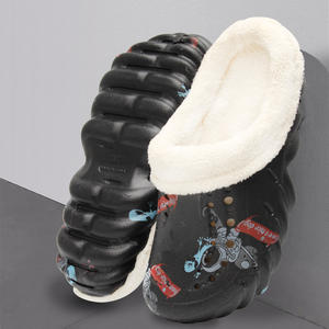 Pantoufles d'hiver en EVA pour hommes chaussures <span class=keywords><strong>de</strong></span> maison doublées en polaire thermique séchage rapide imperméable anti-glissant intérieur extérieur temps froid - Product Image 1