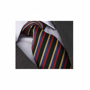 Corbata rayada verde oliva Azul Rojo - Product Image 2