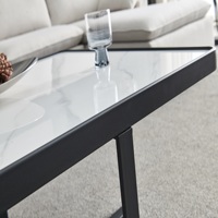 Furnature Design Ensemble de tables basses de forme carrée, en métal, pieds noirs Ensemble de tables à thé imbriquées à prix d'usine, design moderne