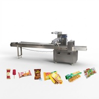 Machine d'emballage horizontale automatique pour bâtonnets glacés, gâteaux, fruits, bonbons, biscuits, nouilles instantanées, pain, avec remplissage et conditionnement en sachet flow-pack