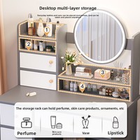 Cermin rias berlampu untuk kamar tidur, meja rias terintegrasi Modern sederhana untuk ruang sewa kecil