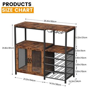SENYU Meuble de rangement vintage rustique en bois brun et fer pour la maison et le restaurant, comptoir de bar en panneaux de fibroplaque, armoire à vin - Product Image 5