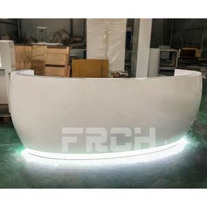Modern Oval Shaped Salon <span class=keywords><strong>Desk</strong></span> Rodada Recepção Recepção Custom Made Recepção com Luz LED - Product Image 4