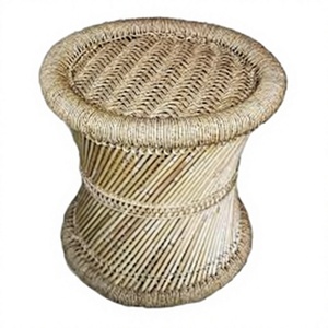 Taburete de Bambú Ecológico Hecho a Mano, Diseño Rústico Moderno, Funda de Terciopelo Extraíble, No Plegable, BS INTERNATIONAL Living - Product Image 2