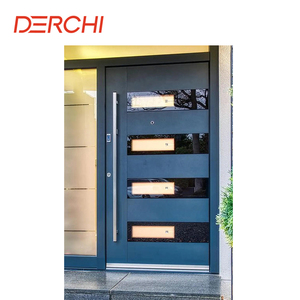 DERCHI USA Außen-Aluminium-Sicherheits türen für Wohngebäude Hurricane Impact Wärme isolierte Stahlglas-Eingangstüren - Product Image 3