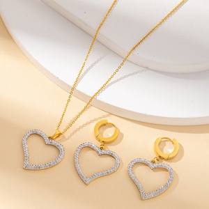 Conjunto de Joyería Punk de Acero de Titanio para Mujer, Estilo Europeo Americano, con Piedra de Amor Hao, Diamantes Completos, Simple, Combinable con Todo, para Clavícula - Product Image 2