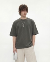 T-shirts surdimensionnés à épaules tombantes en coton épais à motif léopard gaufré, personnalisables pour hommes