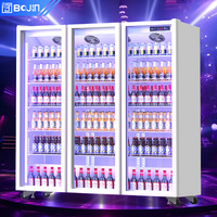 Enfriador de Bebidas Integrado de Triple Puerta con Control Digital de Temperatura y Ventilación para Exhibición de Cerveza, Bebidas y Agua en Supermercados
