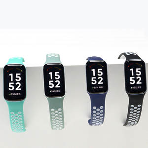 Bi-renk değiştirme silikon kayış delikleri Redmi Band2 <span class=keywords><strong>Mi</strong></span> Band8 aktif akıllı saat bantları için yumuşak nefes Watchband Correa - Product Image 4
