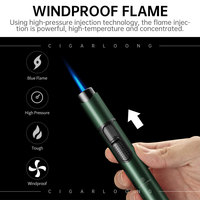 Encendedores de Antorcha de Llama Potente a Prueba de Viento con Soporte para Cigarros, Encendedor de Cigarros de Metal con Aguja