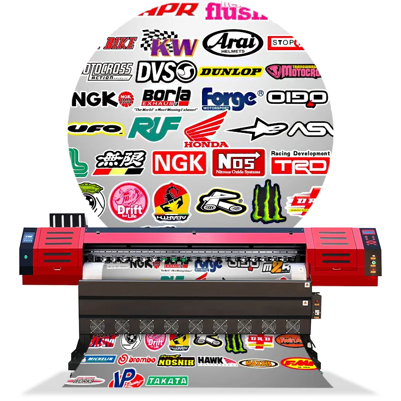1.8m बड़े प्रारूप स्टिकर मुद्रण मशीन, कार स्टीकर मुद्रण काटने की मशीन मुद्रित करने के लिए vinyl स्टिकर