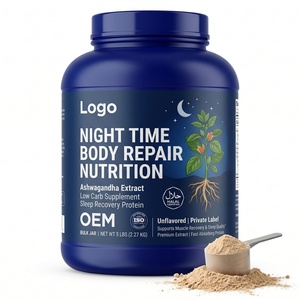 Proteine per il Ripristino Notturno con Estratto di Ashwagandha, Integratore a Basso Contenuto di Carboidrati, Etichetta Privata Halal ISO, Barattolo Grande - Product Image 1