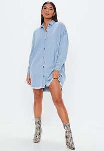 Su ordinazione Delle Donne Cotone A Maniche Lunghe Abbigliamento Stone Washed Plus Size Light Blue Denim Vestito - Product Image 5