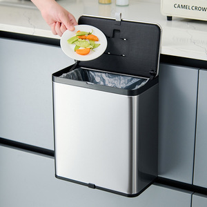 ถังขยะติดผนังสแตนเลส 4 ลิตร ฝาเลื่อน ติดตั้งบนประตูตู้ครัว - Product Image 1