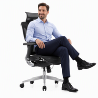 Chaise de bureau ergonomique moderne inclinable en maille avec appui-tête, support lombaire, accoudoirs réglables et base pivotante pour usage domestique ou professionnel