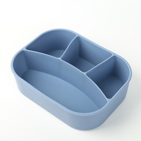 Boîte à lunch en silicone de qualité alimentaire personnalisée à 4 compartiments, couvercle anti-fuite, empilable, compatible micro-ondes et lave-vaisselle, service OEM/ODM