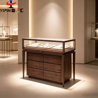 Vitrine de présentation de bijoux en bois, multifonctionnelle, design antique, pour montres et produits, avec présentoir en verre