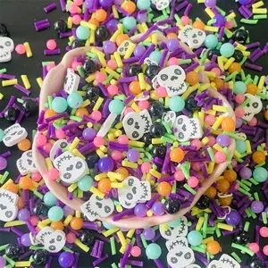 1kg venta al por mayor DIY Slime suministros calavera Halloween cortador rebanadas relleno dibujos animados fantasma mezclado polímero arcilla aspersores