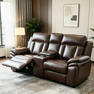 Canapé modulable en cuir PU à inclinaison manuelle, ensemble 3+2+1 places, confortable avec accoudoirs larges pour salon, villa, salle de sport - Product Image 5