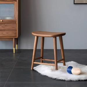 Taburete de Estilo Nórdico Japonés, Madera Maciza de Nogal Negro, Hecho a Mano, para Dormitorio o Sala de Estar - Product Image 2