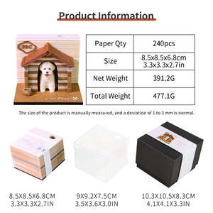 Bloc-notes 3D en forme <span class=keywords><strong>de</strong></span> chiot mignon, notes adhésives créatives en forme d'animal, sculpture en papier, décoration <span class=keywords><strong>de</strong></span> bureau, cadeau pour les amoureux des animaux - Product Image 6