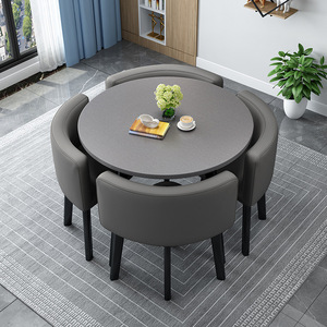 Juego de Comedor Moderno Nórdico al por Mayor, <span class=keywords><strong>Mesa</strong></span> <span class=keywords><strong>Circular</strong></span> <span class=keywords><strong>con</strong></span> 4 <span class=keywords><strong>Sillas</strong></span>, Resistente para Restaurante, Hogar, Bar al Aire Libre y Uso en Hoteles - Product Image 3