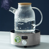 Théière en verre Borosilicate, résistante à la chaleur, avec couvercle en acier inoxydable et en bambou, conteneur de jus transparent, vente en gros, 500 — 1000m l