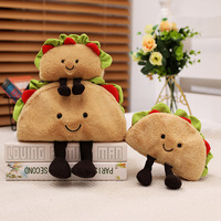 Porte-clés en peluche douce en forme de taco, jouet amusant en forme d'animal en peluche avec rembourrage en coton PP, vente en gros