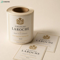 Étiquette personnalisée en feuille d'or pour bouteille de vin, autocollant de cave à vin estampé à chaud, papier texturé gaufré pour emballage de champagne rouge, vente en gros OEM